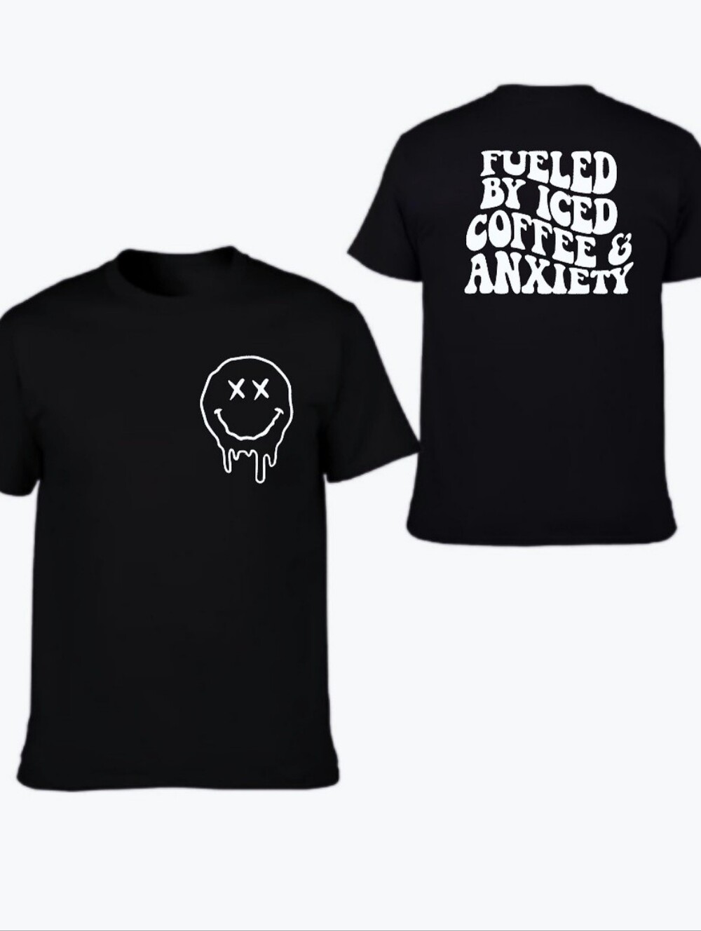 Funny shirt Fueled By Iced Coffee And Anxiety Retro
